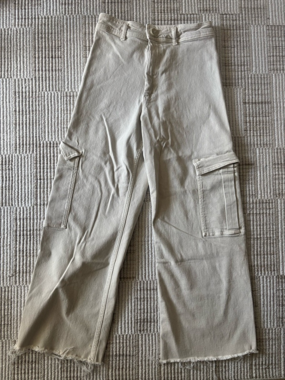 Zara Marine Cream Wide-Leg Cargo Pants